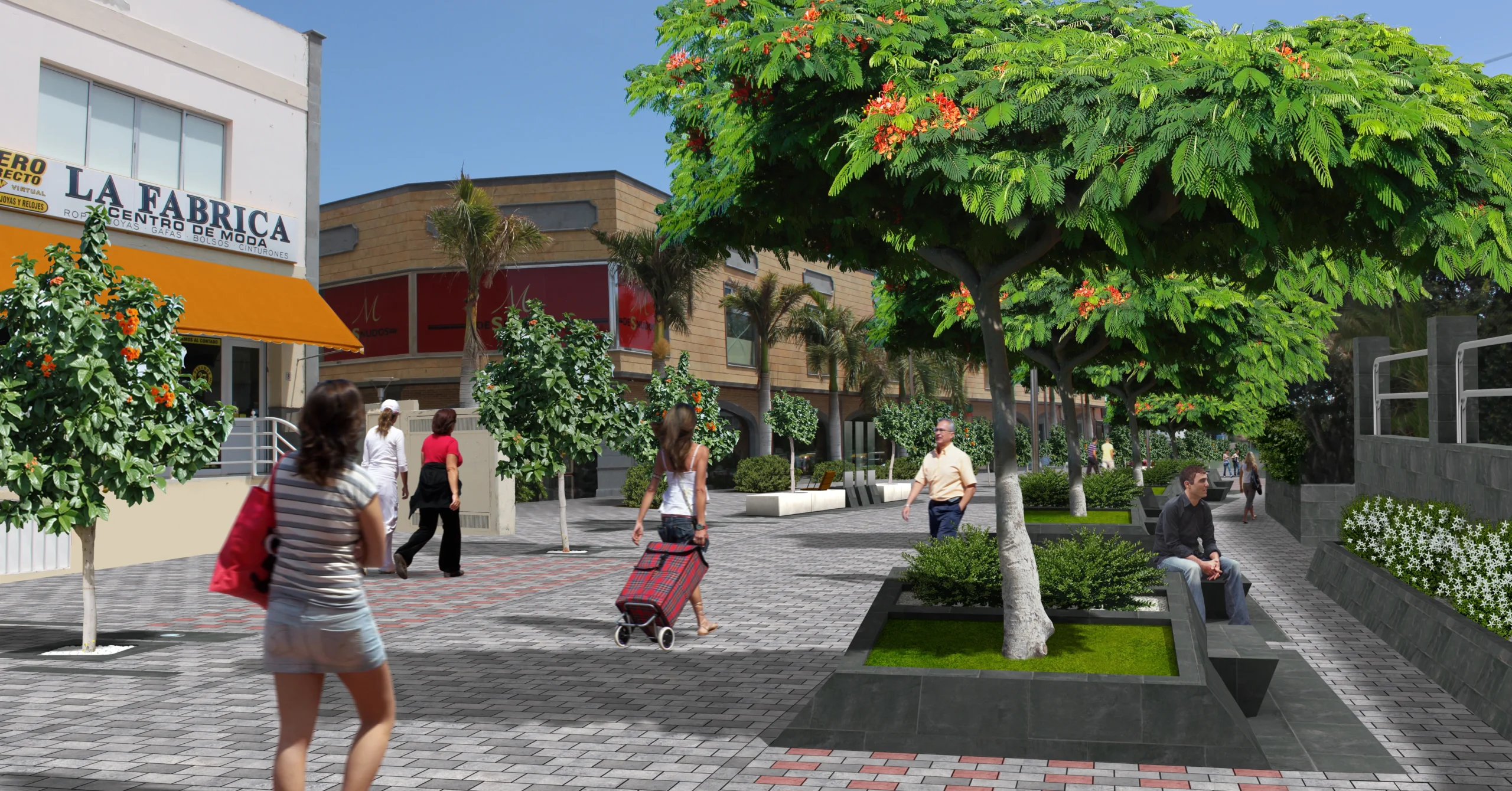 Personas caminando por una zona peatonal futura