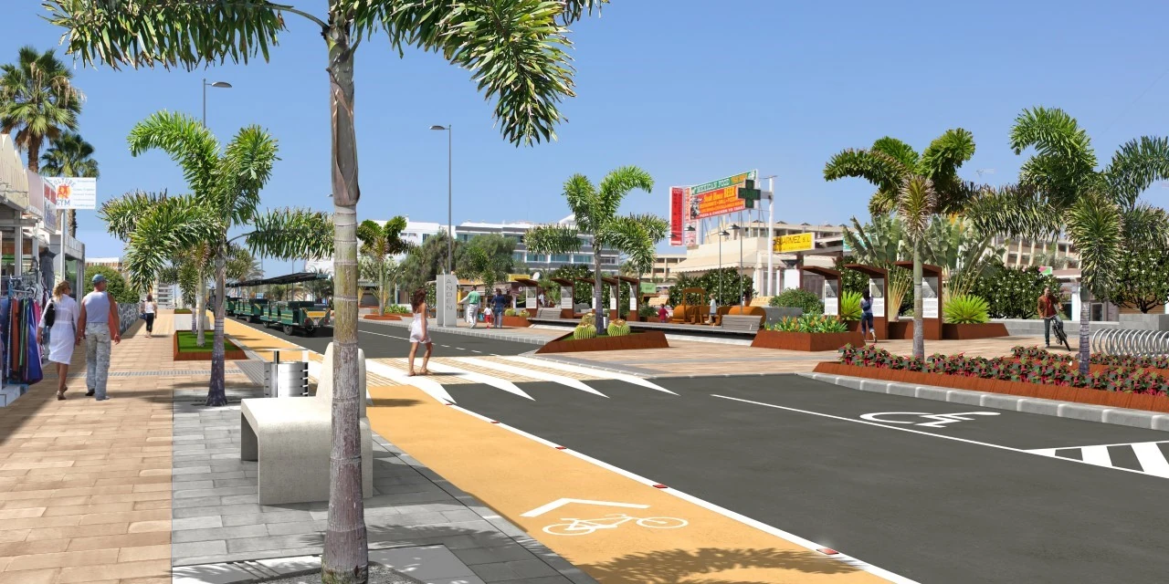 Carril de coche y de bicicleta o ciclos